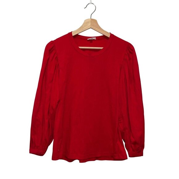 A.L.C. Womens Red Puff -Sleeve Blouse Size Small Cotton Blend - Picture 1 of 9